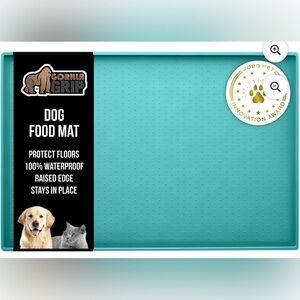 Gorilla Grip 23x15 Silicone Pet Feeding Mat Raised Edge, Waterproof, Turquoise